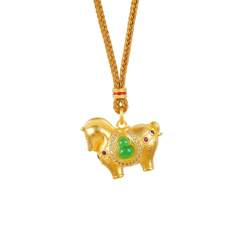 Women's Zirconium Pony Niche Copper Jewelry Necklace Pendant