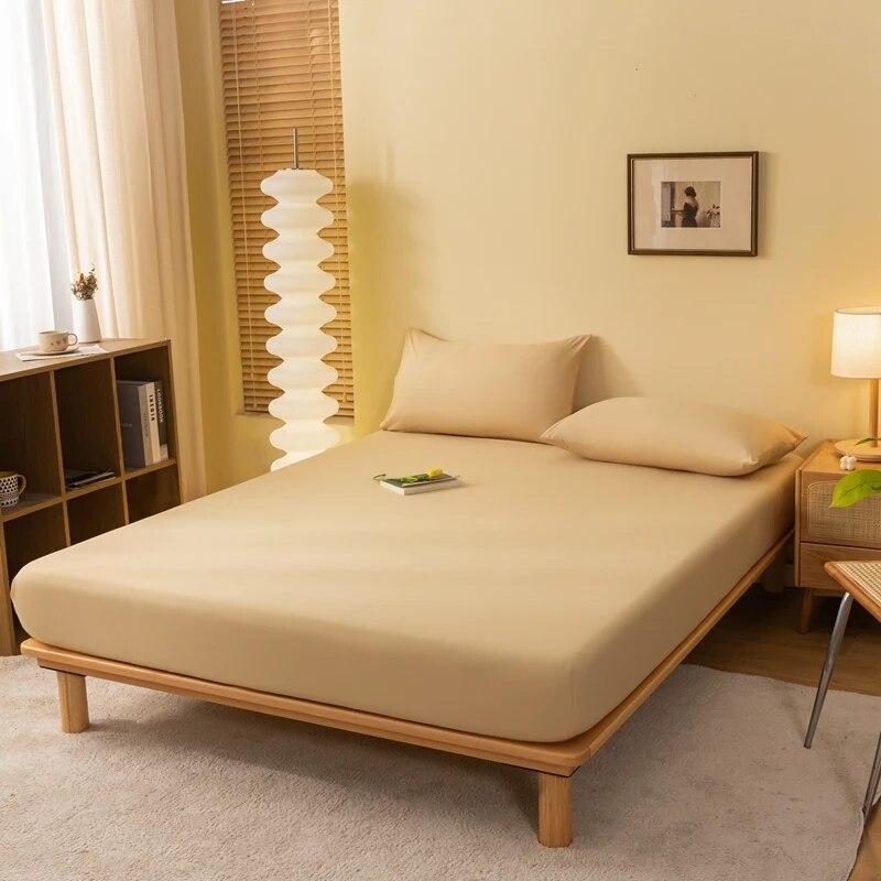 Приятная для кожи хлопковая простыня с резинками, наматрасник, сплошная цветная простыня, простыня королевского размера