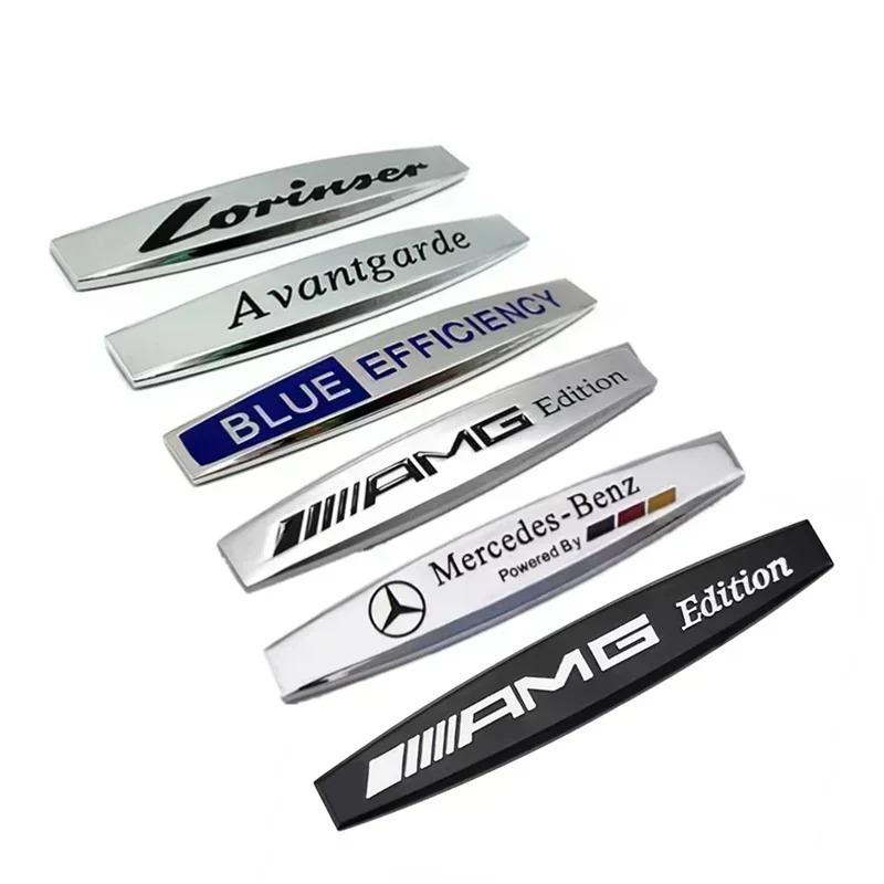 For Benz C62026 Hot 2pcs 3D AMG Edition Metal Logo Car Fender Badge Sticker For Benz Lorinser Avantgarde Emblem Auto Decal Decorative Accessories