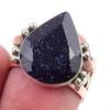 Natural Blue Sunstone Gemstone 925 Sterling Silver TwoTone Gift Ring S.6 A2a65