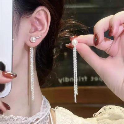 Элегантные длинные серьги-кисточки с жемчугом для женщин — стройнящие, высококлассный дизайн для круглых лиц, новая коллекция Niche Goddess.