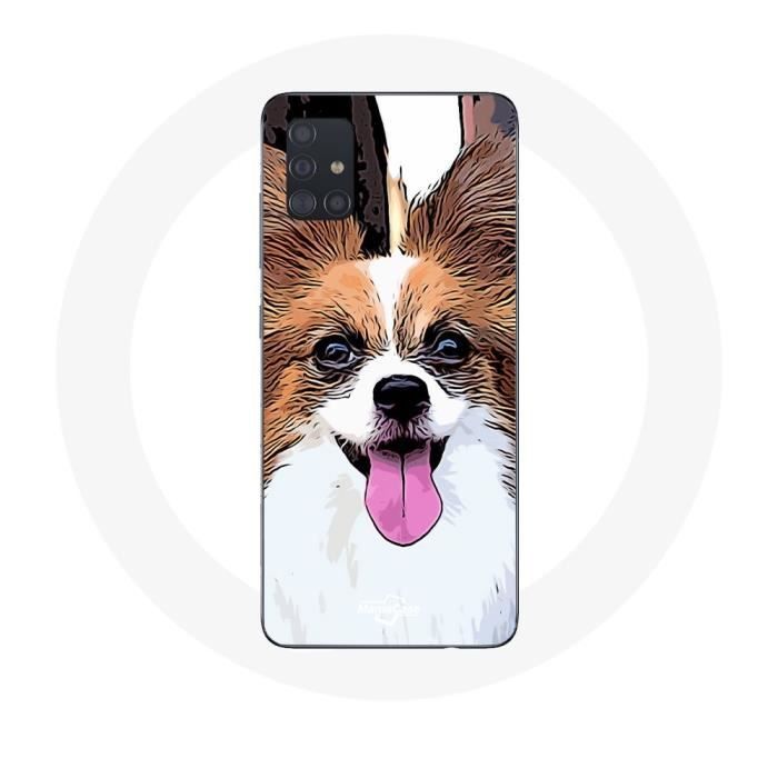 Samsung Galaxy A51 Case Continental Miniature Spaniel Butterfly Puppy White and Brown