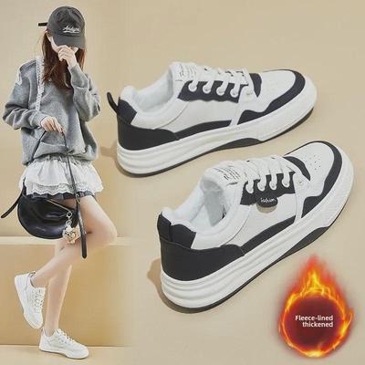 Зимняя обувь 2024 года Plus Velvet White на толстой подошве — новый корейский стиль для женщин