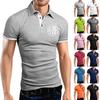 Мужская рубашка для гольфа, повседневная спортивная, с V-образным вырезом, ребристый воротник, с коротким рукавом, модная, повседневная, однотонная, однотонная, весна-лето, стандартная посадка
