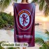 Beach Towel Aston Villa Print Custom Name Text Soft Towel for Swimming Pool