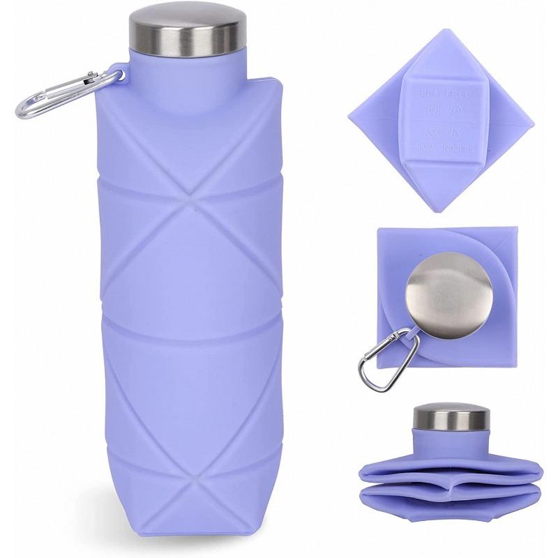 Stainless Steel Cover Folding Cup 700ml Outdoor Activity Athletic Silicone Cup Pocket Lightweight to Carry Water Bottle