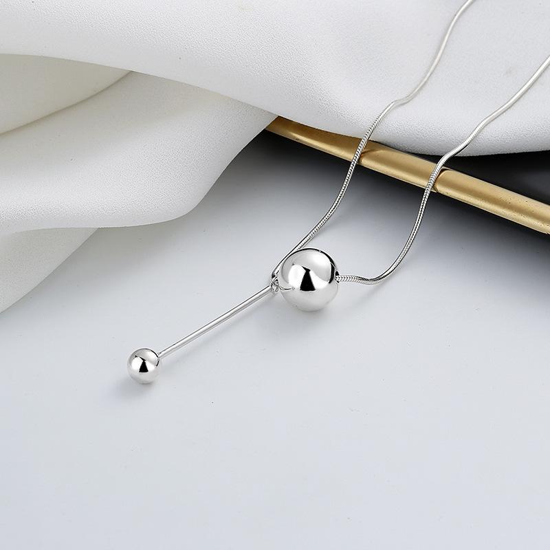 S925 Sterling Silver Light Luxury Style Snake Bone Chain Transfer Beads Responsive Necklace French Style Wild Collarbone Chain