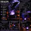 Fantasy Collection Item Gothic Dragon Night Light, Resin Statue with Purple Glowing Crystal Halloween Decorative Figurine Sphere, Table Lamp for Home