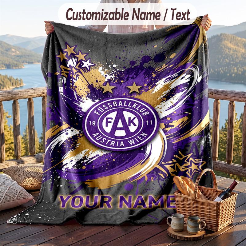 Flannel Blanket Austria Wien FC Print Custom Name Text Soft Throw for Sofa Bed