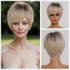 БЛОНДИНКА-ЕДИНОРОГ, модный синтетический парик, короткие прямые парики, натуральный светлый омбре с челкой, женские волосы, термостойкие парики