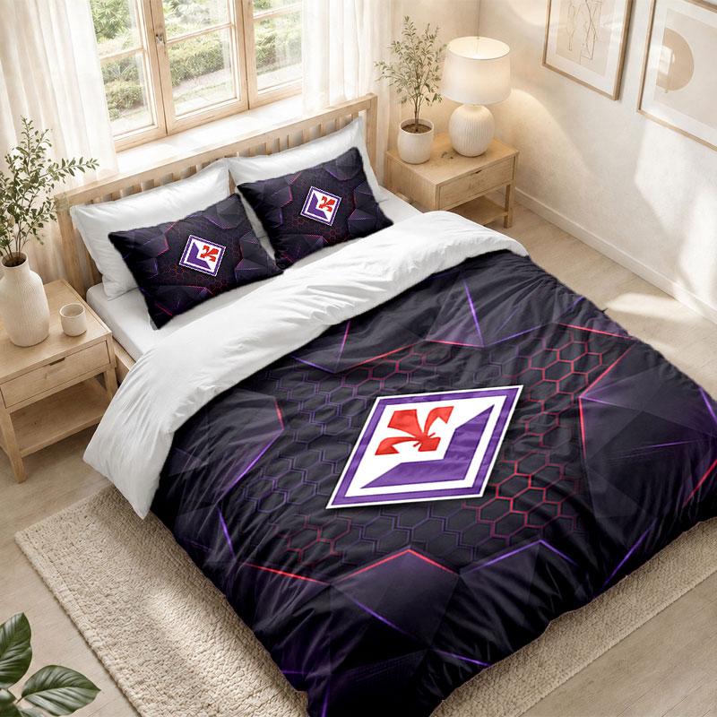 Bedding Set 1 Duvet Cover 2 Pillowcases Fiorentina FC Print Bedroom Home Decoration