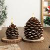 2piece Christmas Painted Pine Cone Shaped LED Candle Light Electronic Flameless Pinecone Candle Set For Festive Home Atmosphere