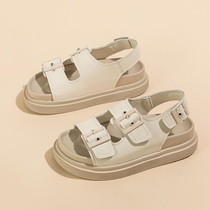 2025 Летняя обувь Женские сандалии из натуральной кожи Плоские нескользящие брендовые женские сандалии из коровьей кожи