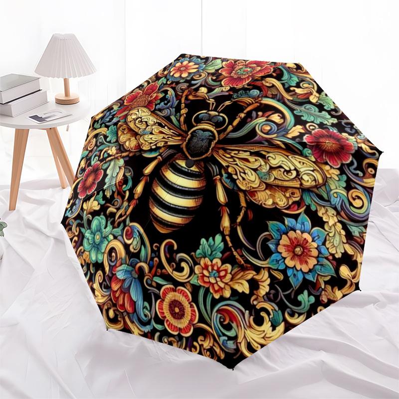 1pc Honeybee Mandala Umbrella - Portable Home Essential, Durable Iron Frame with Rod Structure, Fashion Lovers yy250910028