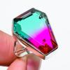 Bi-Color Tourmaline Handmade 925 Sterling Silver Jewelry Ring Size 6 M7E80