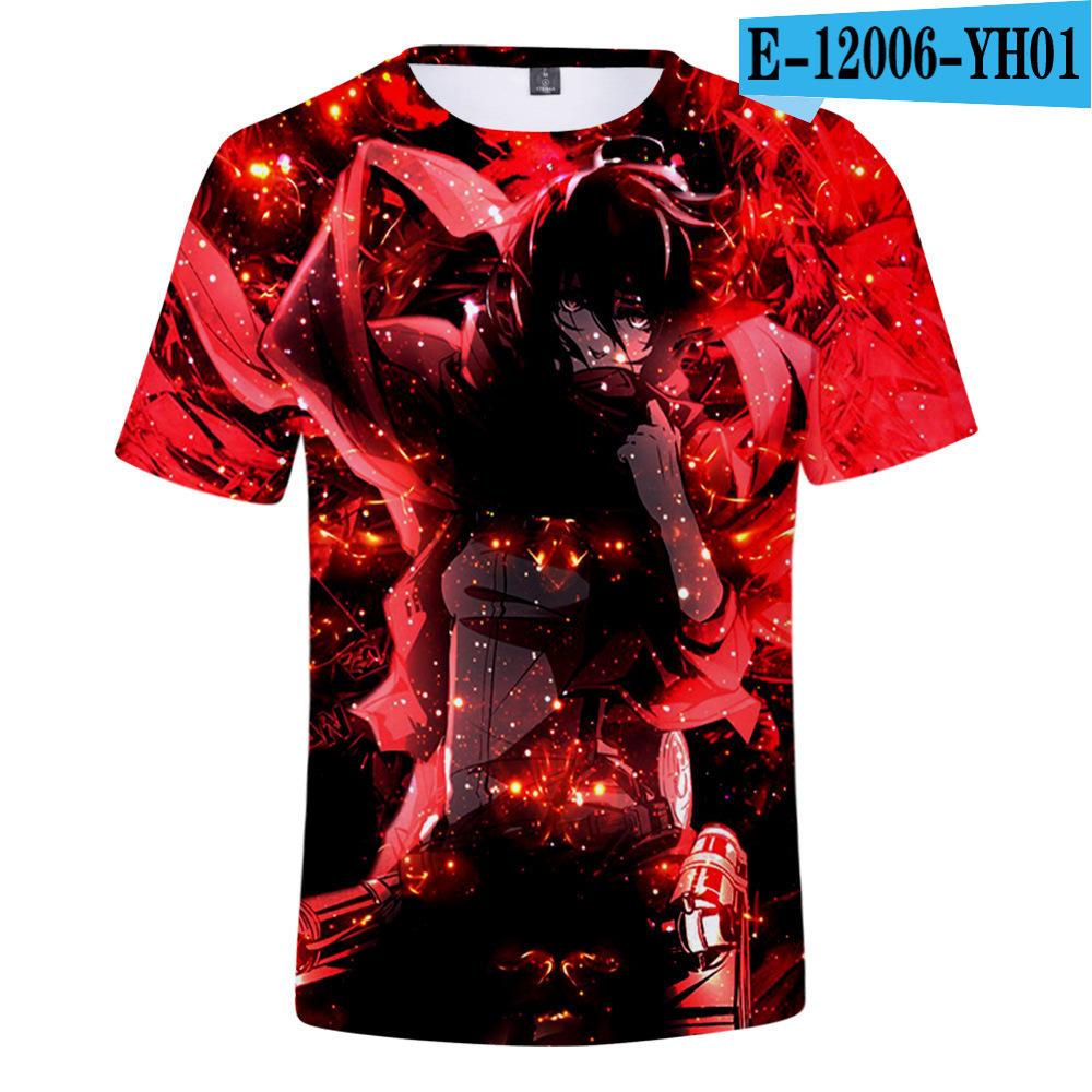 Men's 3D Color Printed Short Sleeved T-shirt with Street Fashion Around The Giant In Summer Anime Attack T-Shirts