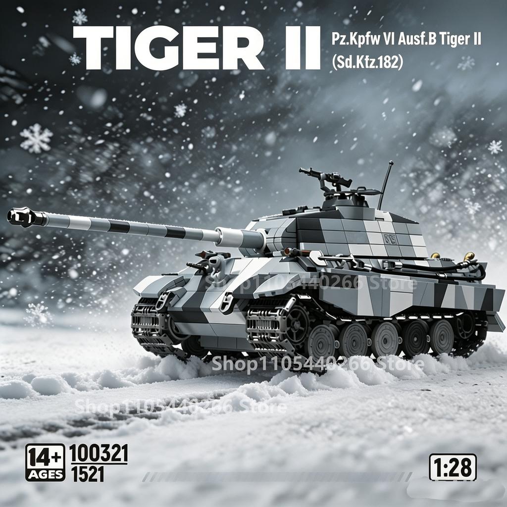 Sd.Kfz.182 Покрытый снегом Черный Тигр Тяжелый Бронированный Танк Строительные Блоки Гусеничная Военная Техника Модель Комплект Образовательная Сборка