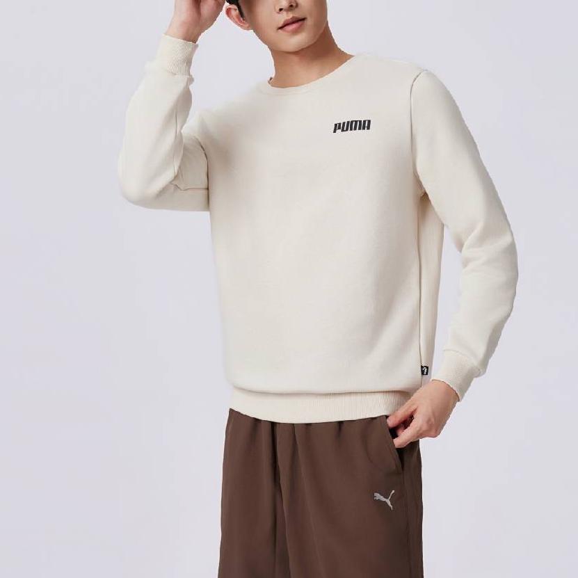 Men's Sweatshirt PUMA CREW SWEAT FL ESS Crew Neck Pullover Fleece Lined Sports Long Sleeved Sweatshirt Men's