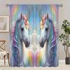 2Pcs- Rainbow Pony Unicorn Polyester Curtains, Pole Bag Curtains 42 * 84, Bedroom, Living Room, Home Room Decoration