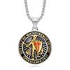 European and American Cross-border New Retro Jewelry, Gold-plated Epoxy Western Medieval Templar Pendant Necklace