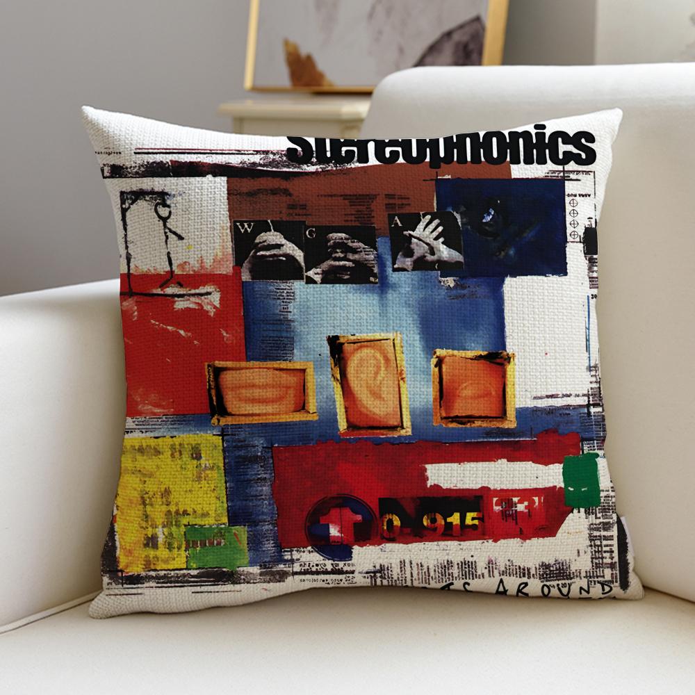 Rock SStereophonicsS Cushion Cover Breathable and skinfriendly linen pillowcase square removable and washable cushion