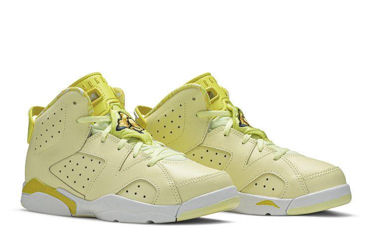 Детские кроссовки Nike Jordan 6 Retro Dynamic Yellow Floral (PS) Лимонный оттенок/Динамичный желто-черно-белый