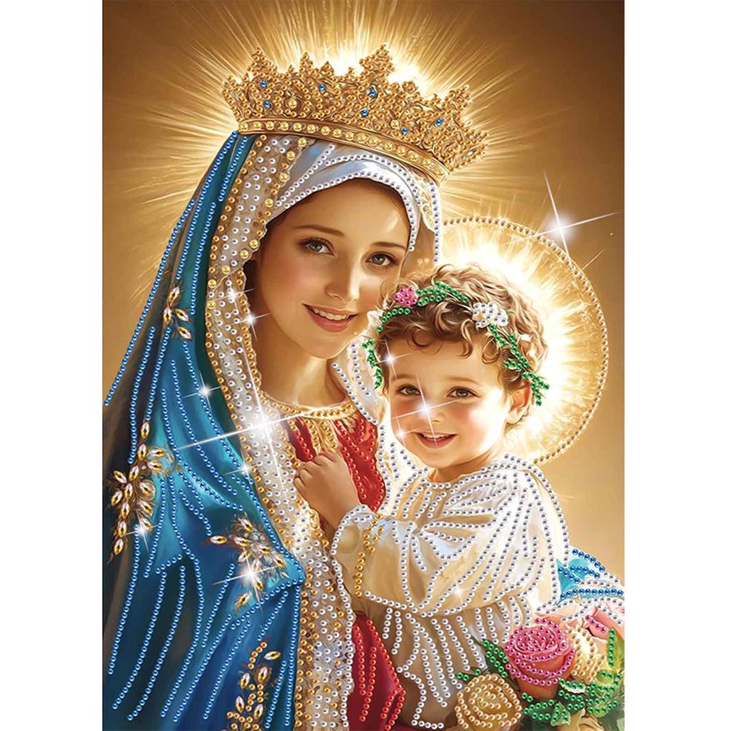 Virgin Mary Partial DIY 5D Special Shaped Drill Diamond Painting Kit for Adults/Beginners Gift Idea Home Decor 30x40cm