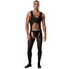 Mens See Through Sheer Jumpsuit Sleeveless Hollow Out Opening Crotch Bodysuit