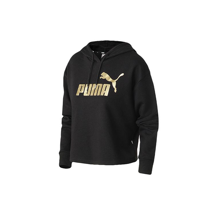 Puma Essential Gold Label Logo Hoodie Women Hoodie Black 586922-56