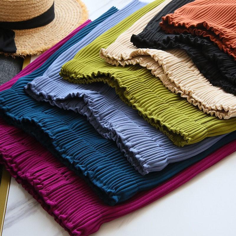 Женские легкие плиссированные шорты, летние свободные, с высокой талией, эластичные, удобные, широкие повседневные шорты