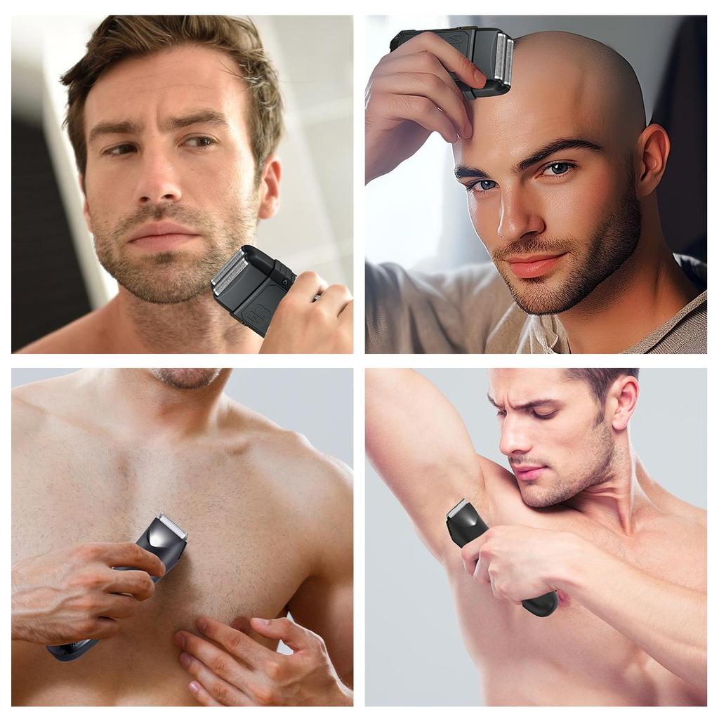 2 IN 1 Body Hair Trimmer for Men with Shaver Electric Razor Cordless Pubic Hair Trimmer Ball Shavers Waterproof Rechargeable