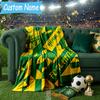 Custom Name Fc Nantes Crest Design Flannel Blanket, Use for Birthday/Holiday Gift, Soft Blanket for Sofa/Bed/Camping/Office, Home Decor