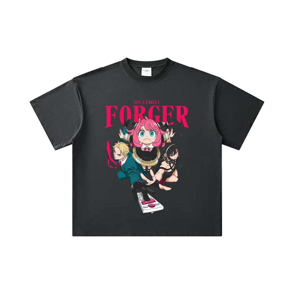 260 GSM Double Yarn 32 Count 100% Cotton Spy x Family V1 Forger Print Unisex Heavy Cotton T Shirt