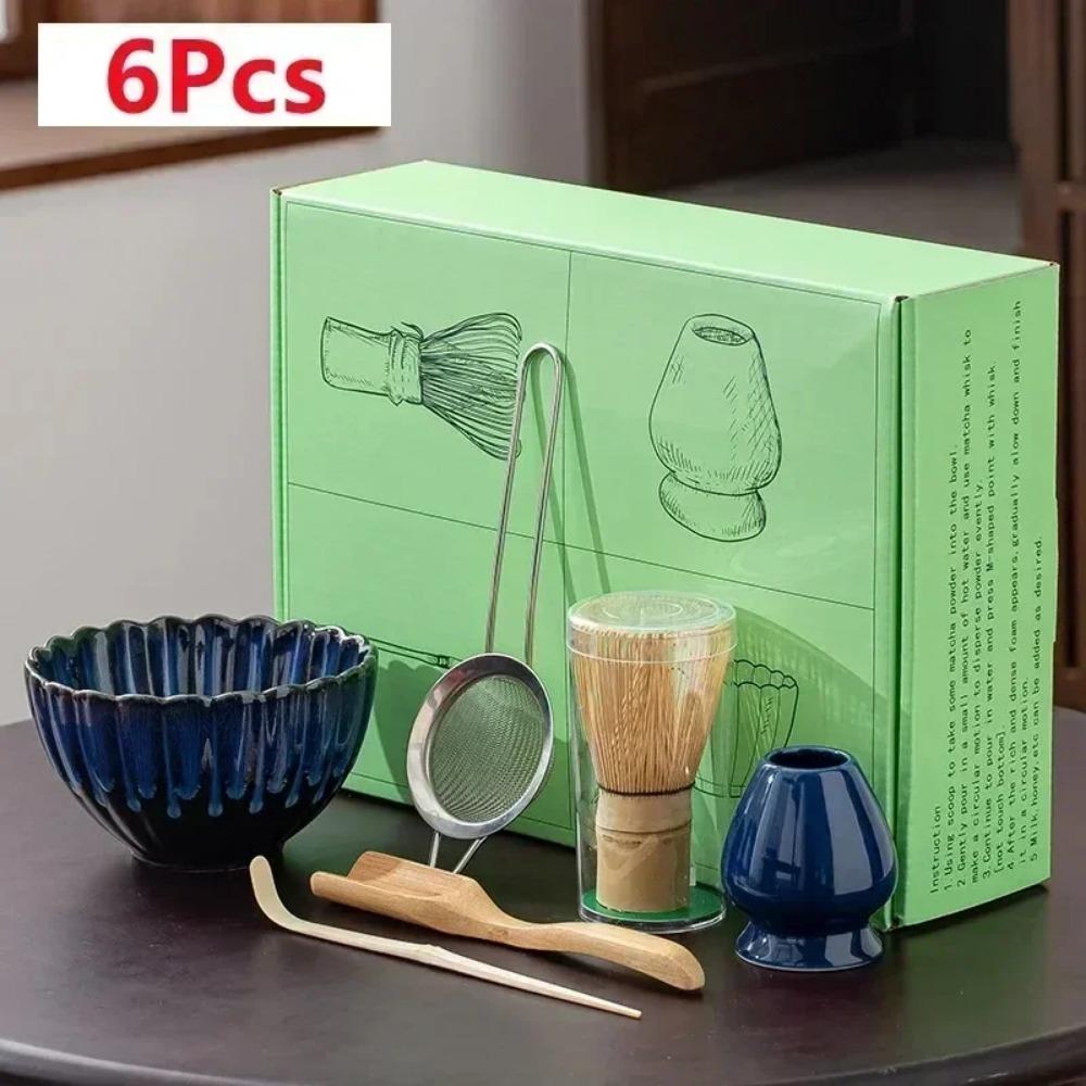 4/6 шт. Набор для чая матча ручной работы для дома, легко чистить, подставка для инструментов, миска, венчик, ложка, подарок, церемония, традиционные японские аксессуары