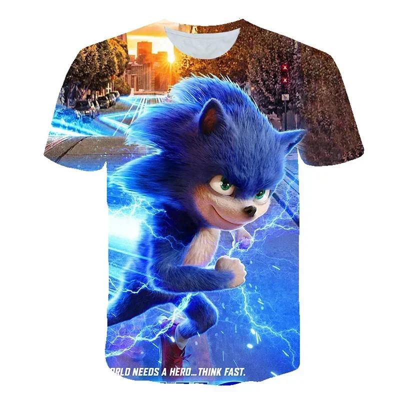 2025 MINISO The Summer New Style Sonic T-shirt Kids Clothing Boys Cartoon Game Sonic Boys Clothes Children T-shirt Clothes for Girls