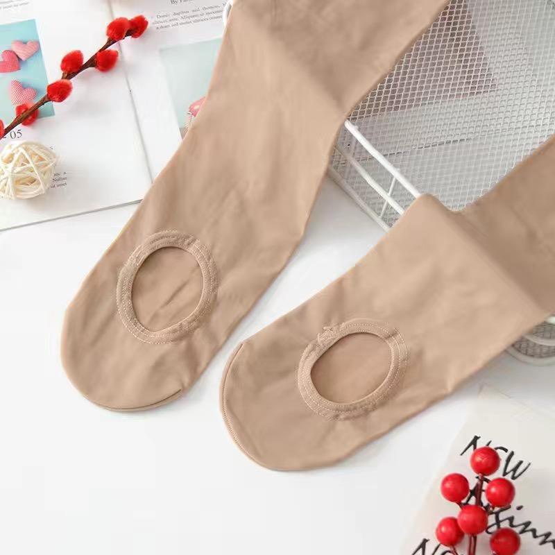 Autumn/Winter Anti-Snag Footless Wire Pantyhose for Women - Plus Size, Concealing Bare Leg Stockings