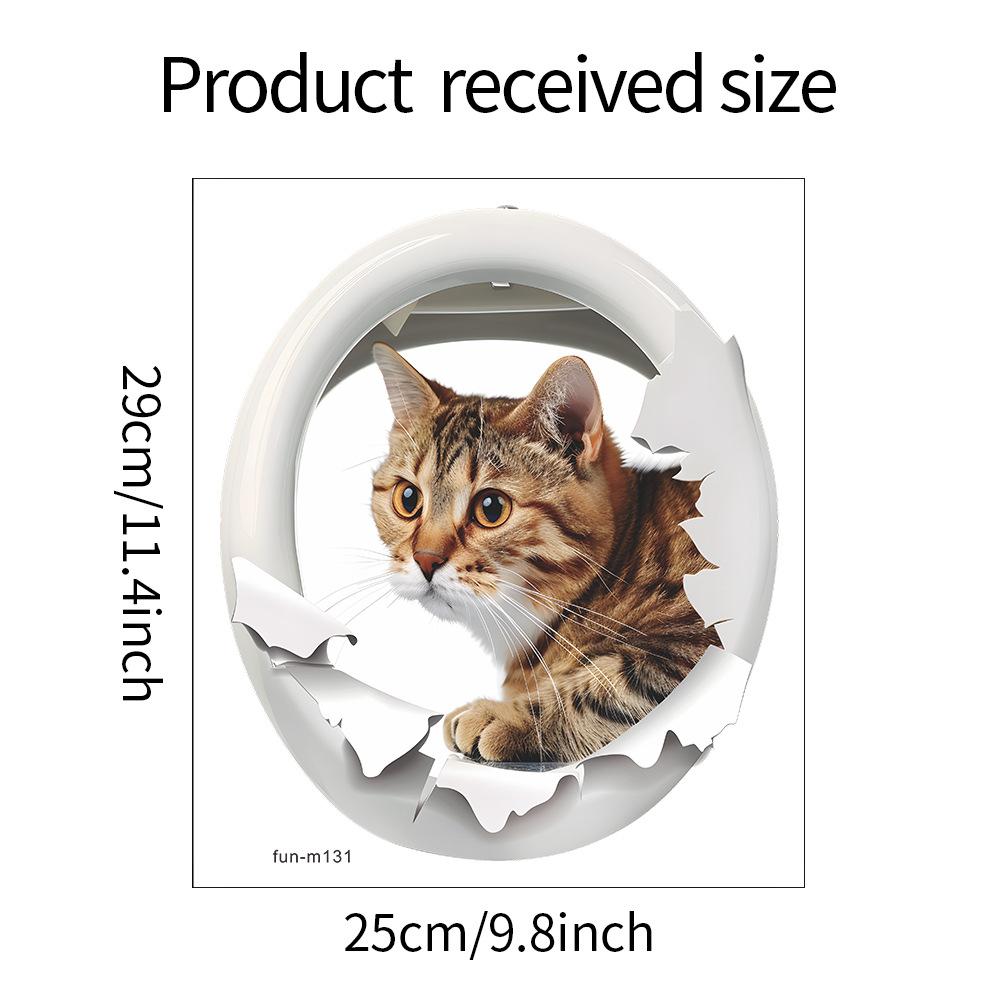 Мультяшная комбинация сломанная стена кошка ванная комната ванная комната украшение дома декоративные настенные наклейки самоклеящиеся