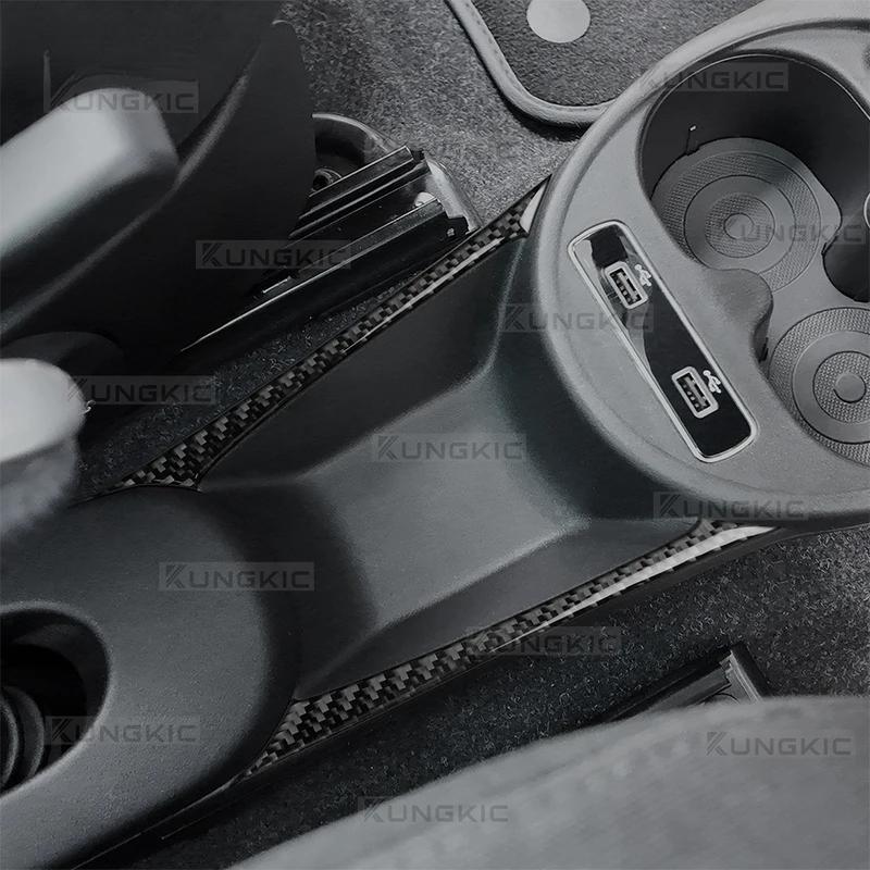Real Soft Carbon Fiber Sticker For Fiat 500 500C/Abarth 595 595C /695 695C 2016 2017 2018-2024 500e 16-19 Car Gear Storage Strip.