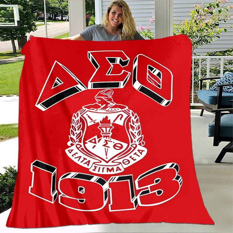 1pc Blanket Delta Sigma Theta logo Print Design, Lightweight Blanket for Sofa, Bed- Soft &Warm, Gift for All Seasons like Christmas, Halloween