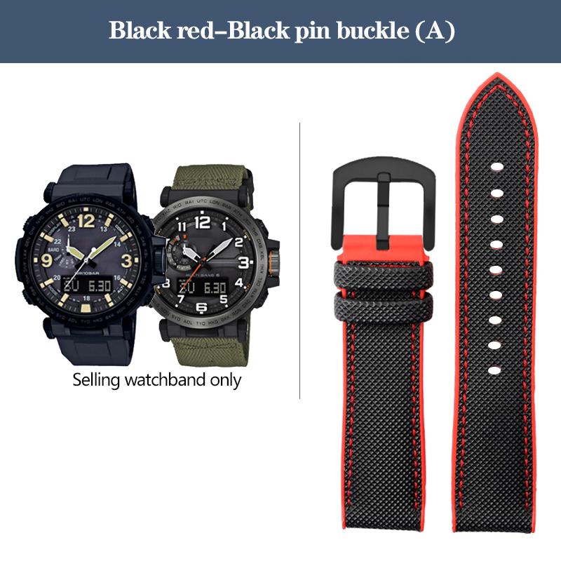 Нейлоновый ремешок для часов с резиновым низом для серии Casio PROTREK PRG-600YB PRG-650 PRW-6600, парусиновый силиконовый ремешок для часов, спортивный ремешок 24 мм