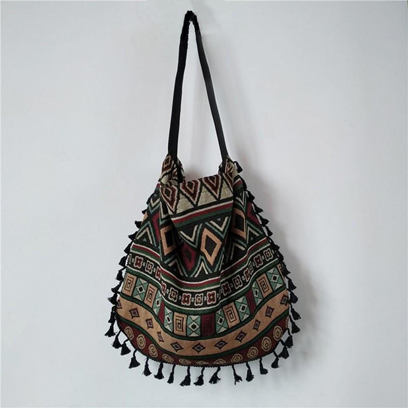 Women Tassel Bohemian Hippie Gypsy Tassel Women Handbag Retro Bohemian Tassel Shoulder Bag