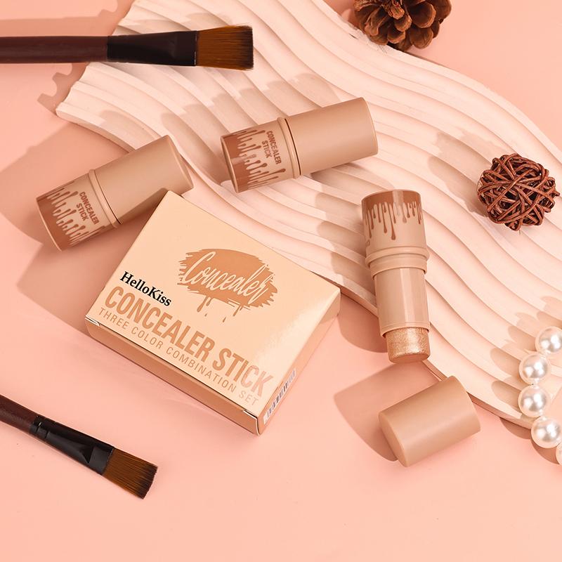 3pcs Contouring Stick Set Face Contour Stick Shadow Stick Blush Stick 3-in-1 Perfect Concealer Stick Full Coverage Breathable and Light