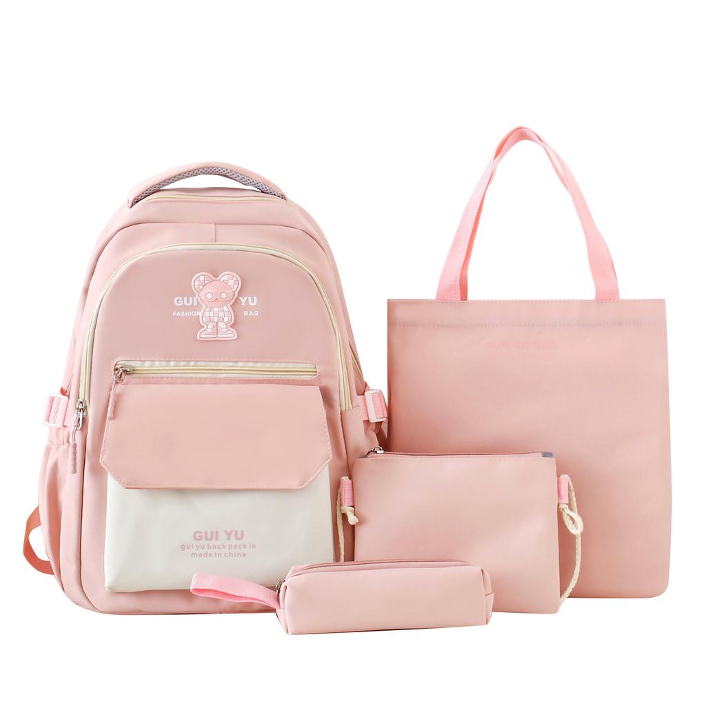 Four-piece Suit Schoolbag for Girls Elementary School Students Backpack Junior High School Students Fresh College Style Backpack