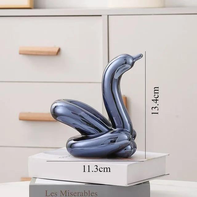13.4cm Mini Creative Swan Abstract Ceramic Ornament Sculpture Study Room Statue Home Office Accessories Decoration Gift