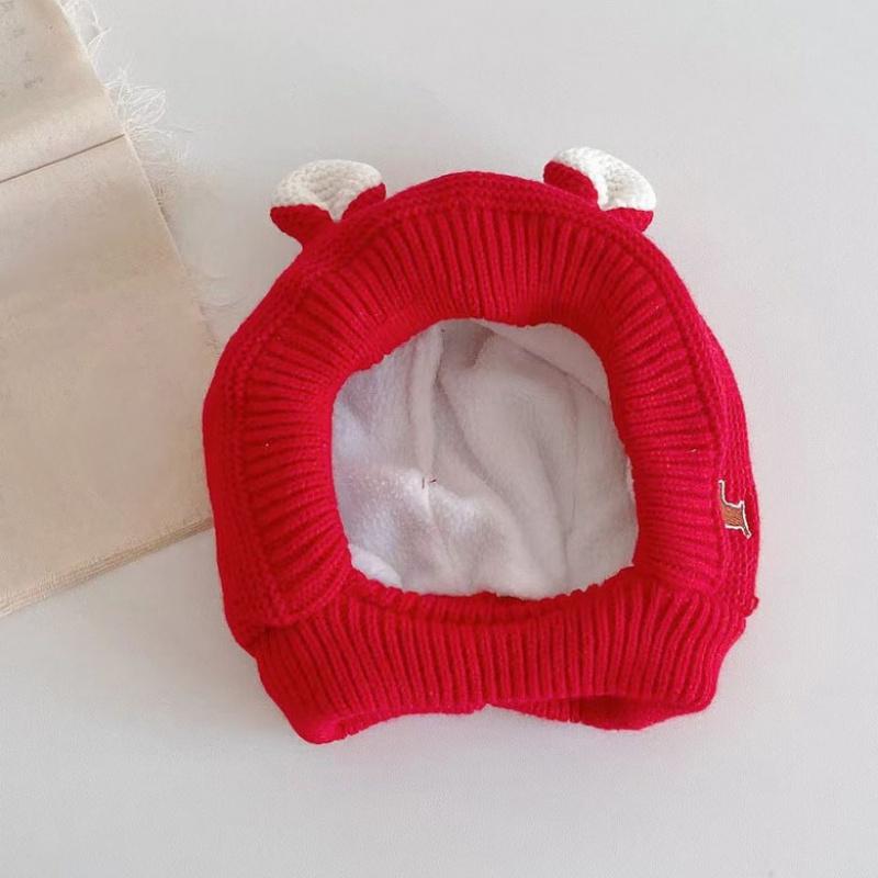 Детская вязаная шапка Зимняя плюшевая шапка Детская милая шапка с ушками Шапка для защиты ушей младенца