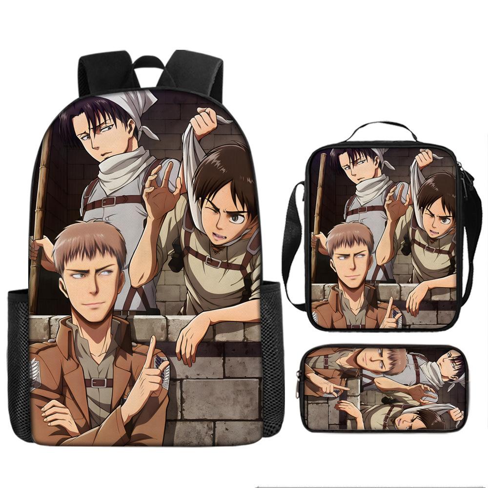 Attack on Titan Backpack Anime School Bag Unisex Large Capacity Outdoor Travel Set of 3