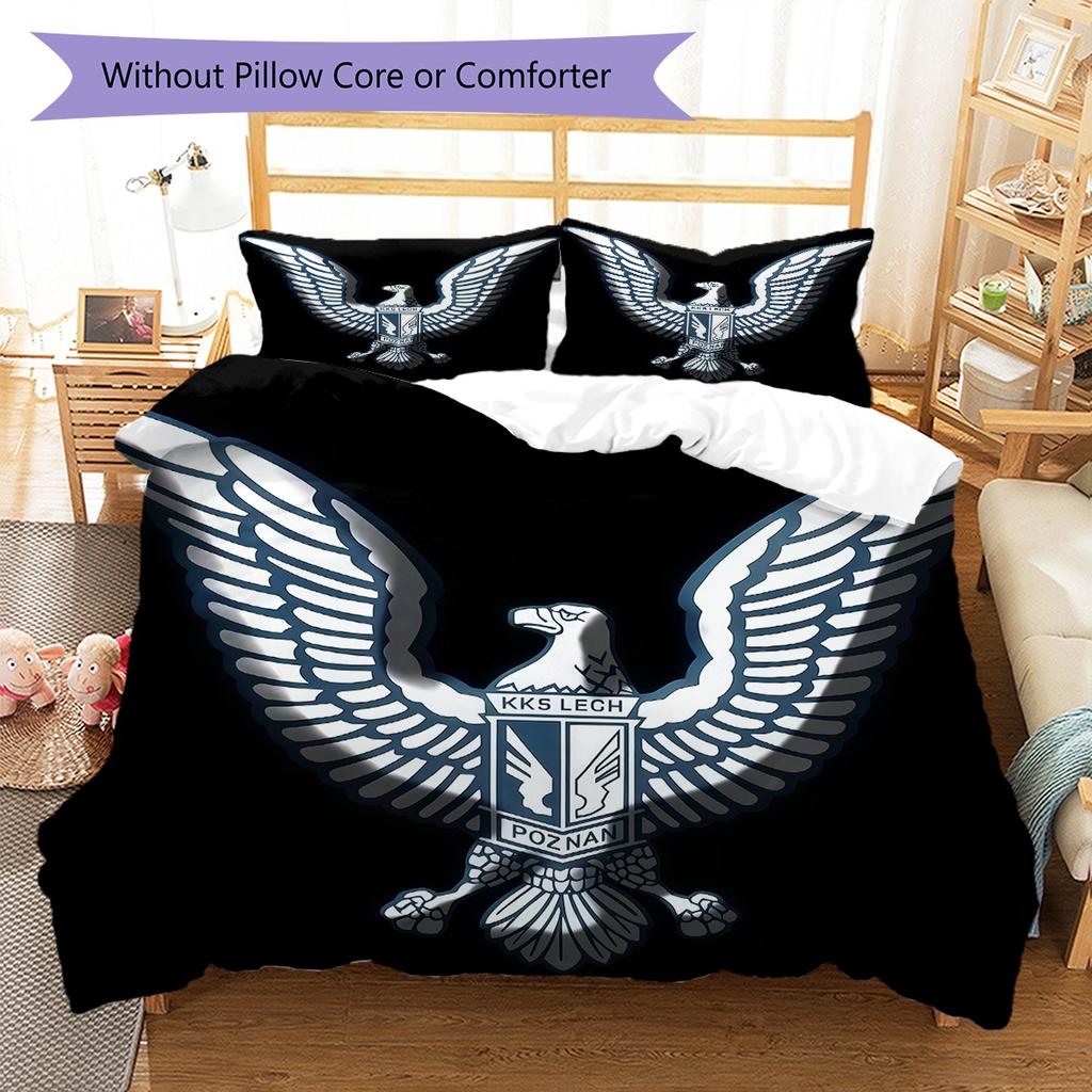 KKS Lech Poznań Bedding Quilt Set Quilt Cover Pillowcase Home Decoration Birthday Gift (1 * duvet cover + 2 * pillowcase, without core)