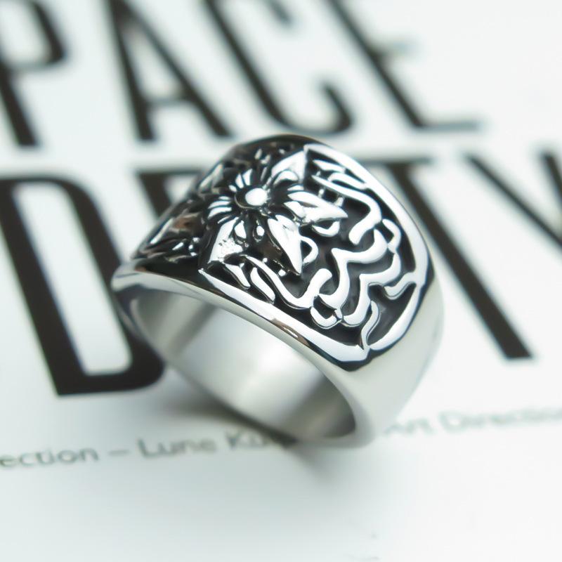 Hexagonal Star Flower Exaggerated Ring Domineering Men's Ring Punk Style Ring