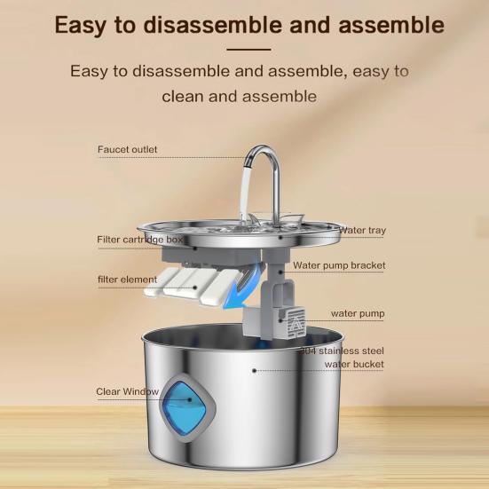 Фонтан для воды для собак из нержавеющей стали, вместимость 108 унций, фонтан для питья для домашних животных, тихая работа, фильтрация с естественной циркуляцией, фонтан для воды