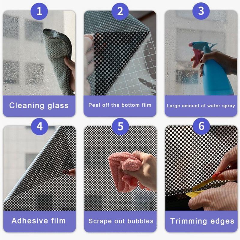 Самоклеящаяся стеклянная сетка для окон, анти-УФ-защитная пленка для автомобиля, офиса, солнцезащитного козырька, теплоизоляционная пленка для комнаты, наклейки для конфиденциальности